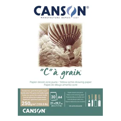 Canson "C" A' GRAIN - lepený blok A4 250 g, 30 listů, okrově tónovaný