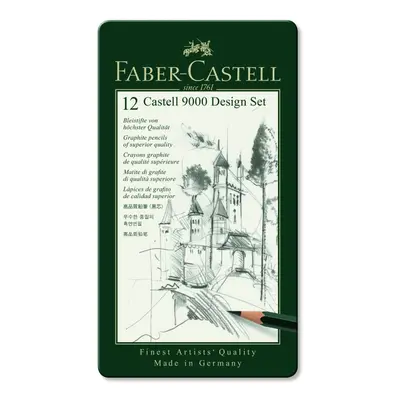 Umělecké grafitové tužky Faber-Castell 9000 Design Set 119064 12 ks kovová krabička