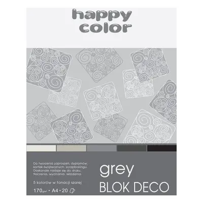 Barevné papíry Blok Happy Color Deco Grey A4 170 g 20 listů