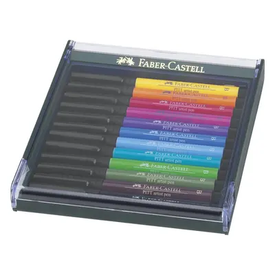 Faber-Castell Umělecký popisovač Pitt Artist Pen B Bright štětcové, sada 12 ks - základní barvy