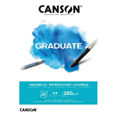 Canson Akvarelový papír Graduate Aquarelle blok A4 250g, 20 listů