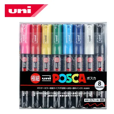 Akrylový popisovač Uni Posca 1M 0,7 mm - sada 8 ks