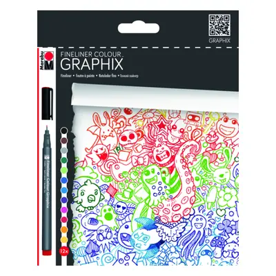 Popisovače Marabu Fineliner Colour Graphix sada 12 ks