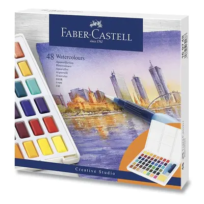 Akvarelové barvy Faber-Castell 48 v sadě s plnitelným štětcem