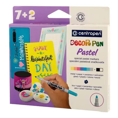 Centropen DECOR PEN Pastel sada popisovačů 7+2 2738 na kameny, sklo, keramiku, kov