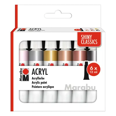 Akrylové barvy Marabu Acrylic Paints 6 x 12 ml - SHINY CLASSICS