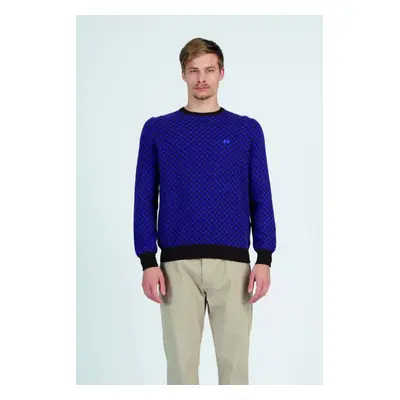 Svetr la martina man tricot crew neck viscose/m coffeebean/deepblue