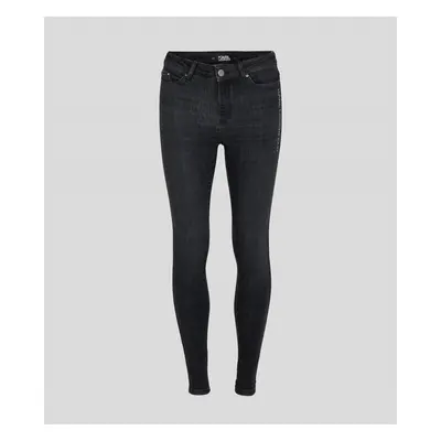 Džíny karl lagerfeld black skinny denim logo pants dark grey denim