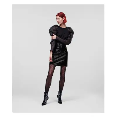 Sukně karl lagerfeld faux patent leather skirt black7