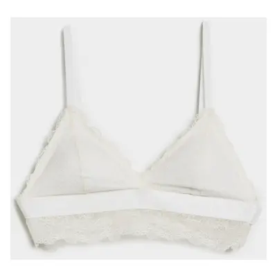 Spodní prádlo karl lagerfeld padded longline lace bra ivory