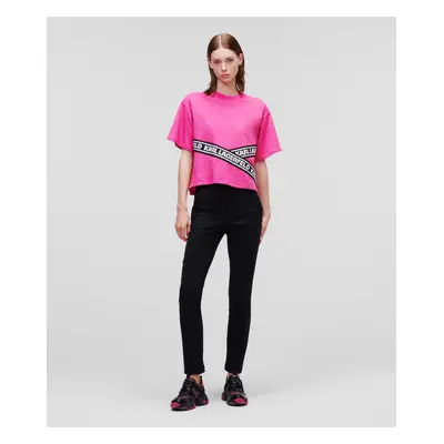 Tričko karl lagerfeld logo tape t-shirt fuchsia