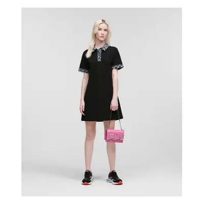 Šaty karl lagerfeld boucle polo dress black2