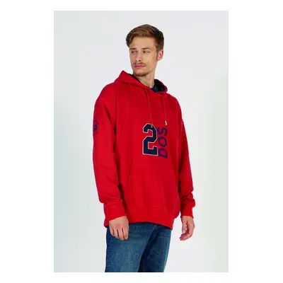 Mikina la martina man hooded fleece blended cott pompeian red