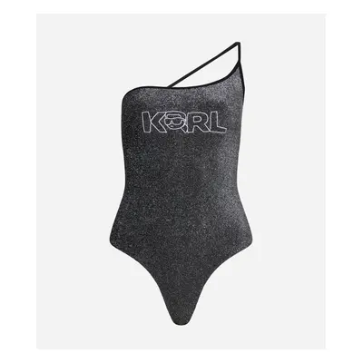 Plavky karl lagerfeld ikonik 2.0 lurex swimsuit black lurex