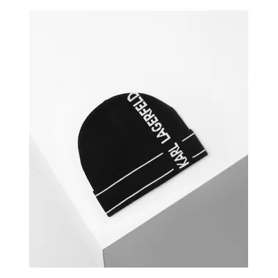 Čepice karl lagerfeld k/essential knit beanie black/white