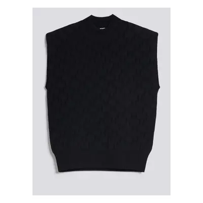 Svetr karl lagerfeld monogram jacquard knit top black2