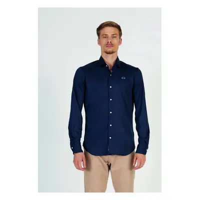 Košile la martina man l/s shirt wool jersey navy blazer