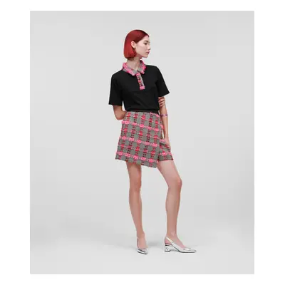 Sukně karl lagerfeld boucle knit skirt boucle pink check