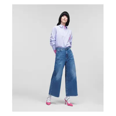 Džíny karl lagerfeld blue denim culottes w/logo mid blue