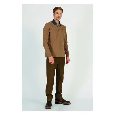 Kalhoty la martina man trousers herringbone cotto bronze brown/black