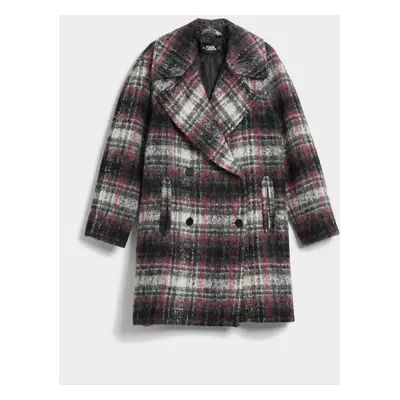 Kabát karl lagerfeld check tailored coat grey/pink check