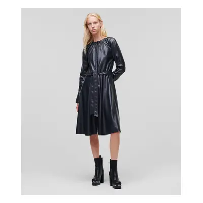 Šaty karl lagerfeld faux leather dress dark blue