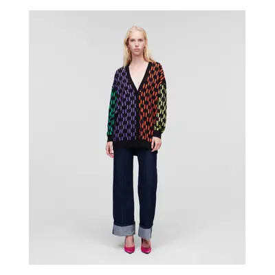 Svetr karl lagerfeld long monogram cardigan multi2