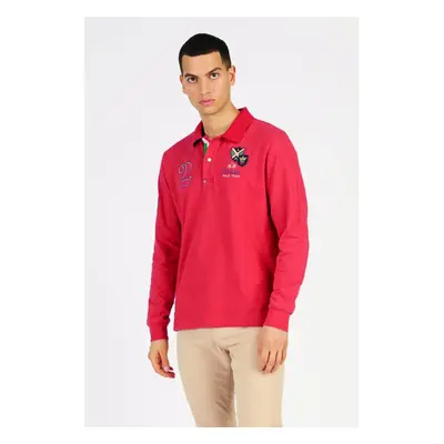 Polokošile la martina man polo l/s heavy jersey pompeian red