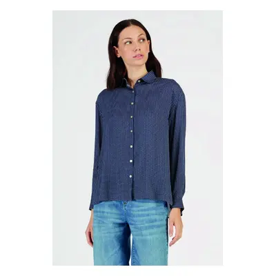 Košile la martina woman shirt l/s printed viscos navy/off white