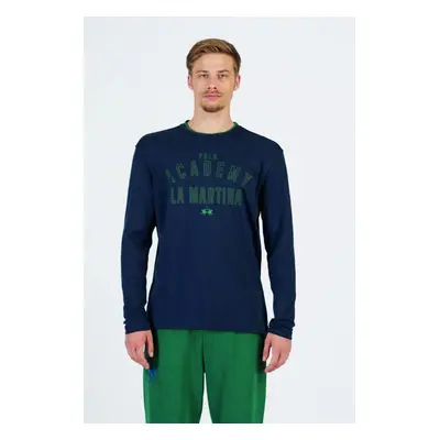 Tričko la martina man t-shirt l/s rib jersey navy