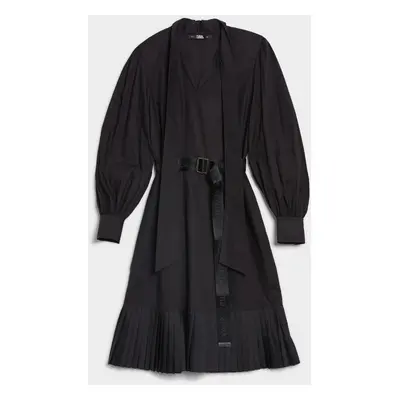 Šaty karl lagerfeld pleated hem shirt dress black