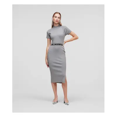 Šaty karl lagerfeld lurex sslv knit dress w/logo silver