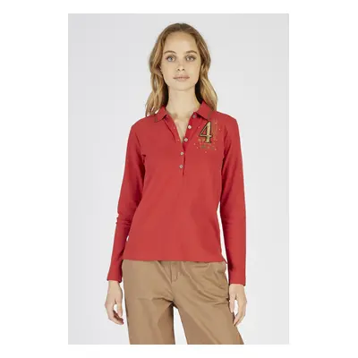 Polokošile la martina woman polo l/s piquet stretch pompeian red