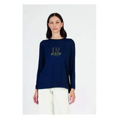 Tričko la martina woman t-shirt l/s viscose jers navy