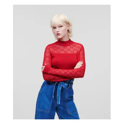 Svetr karl lagerfeld lightweight logo turtleneck haute red