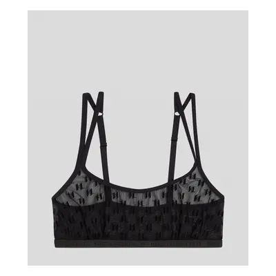 Spodní prádlo karl lagerfeld kl monogram flock bralette black2