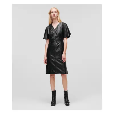 Šaty karl lagerfeld leather dress black