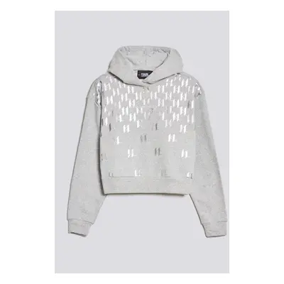 Mikina karl lagerfeld monogram printed hoodie grey melang