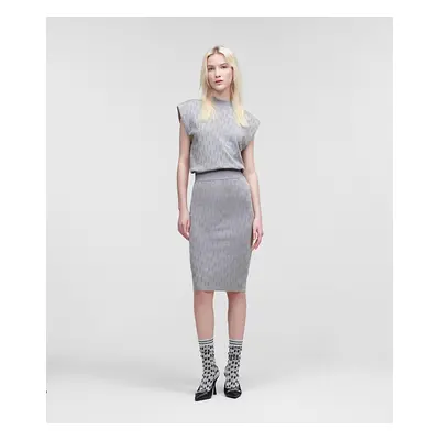 Sukně karl lagerfeld monogram jacquard knit skirt silver