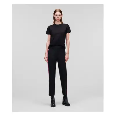 Kalhoty karl lagerfeld satin panel tailored pants black