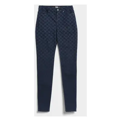 Džíny karl lagerfeld monogram skinny denim pants black denim