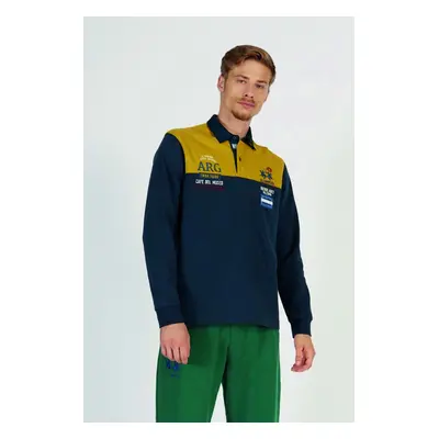 Polokošile la martina man polo l/s heavy jersey navy/ambergreen2