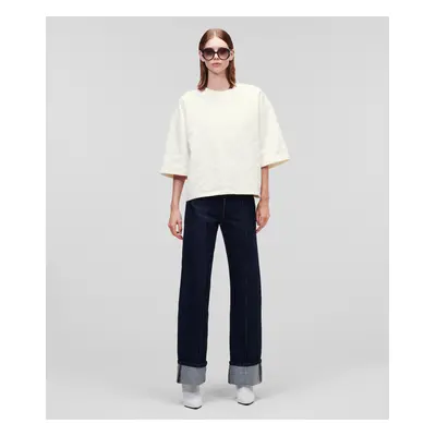 Mikina karl lagerfeld allover flock sweatshirt off white