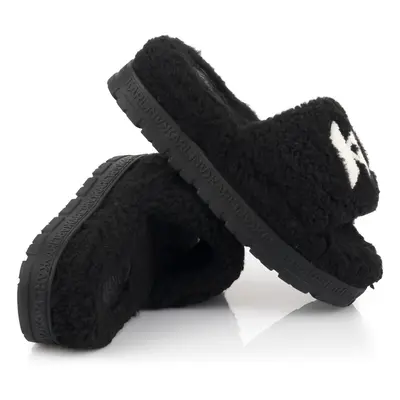 Domácí obuv karl lagerfeld salon tred monogram slide black synth fur