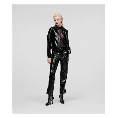 Kalhoty karl lagerfeld faux patent leather pants black7