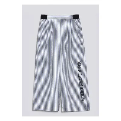 Kalhoty karl lagerfeld striped pants w/embroidery wht/bl strp