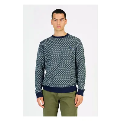 Svetr la martina man tricot crew neck viscose/m navy/mediumheatgrey