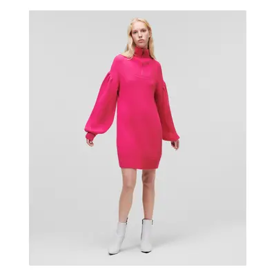 Svetr karl lagerfeld long knit tunic w/logo fuchsia