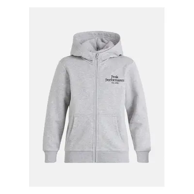 Mikina peak performance jr original zip hood med grey melange