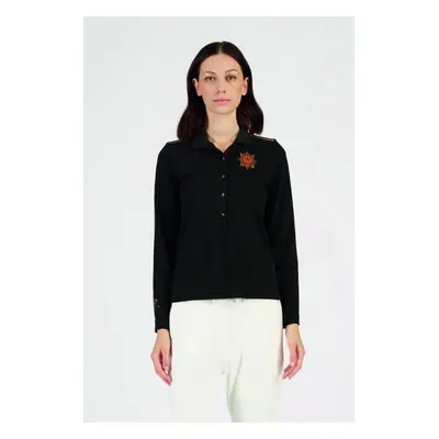 Polokošile la martina woman polo l/s piquet stretch black